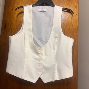 New York & Company White Satin Vest